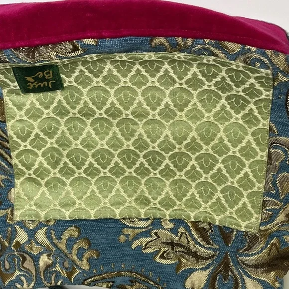 Just Be Blue and Green Crossbody Carpet Bohemian Bag with Geometric Pattern - Picture 13 of 16